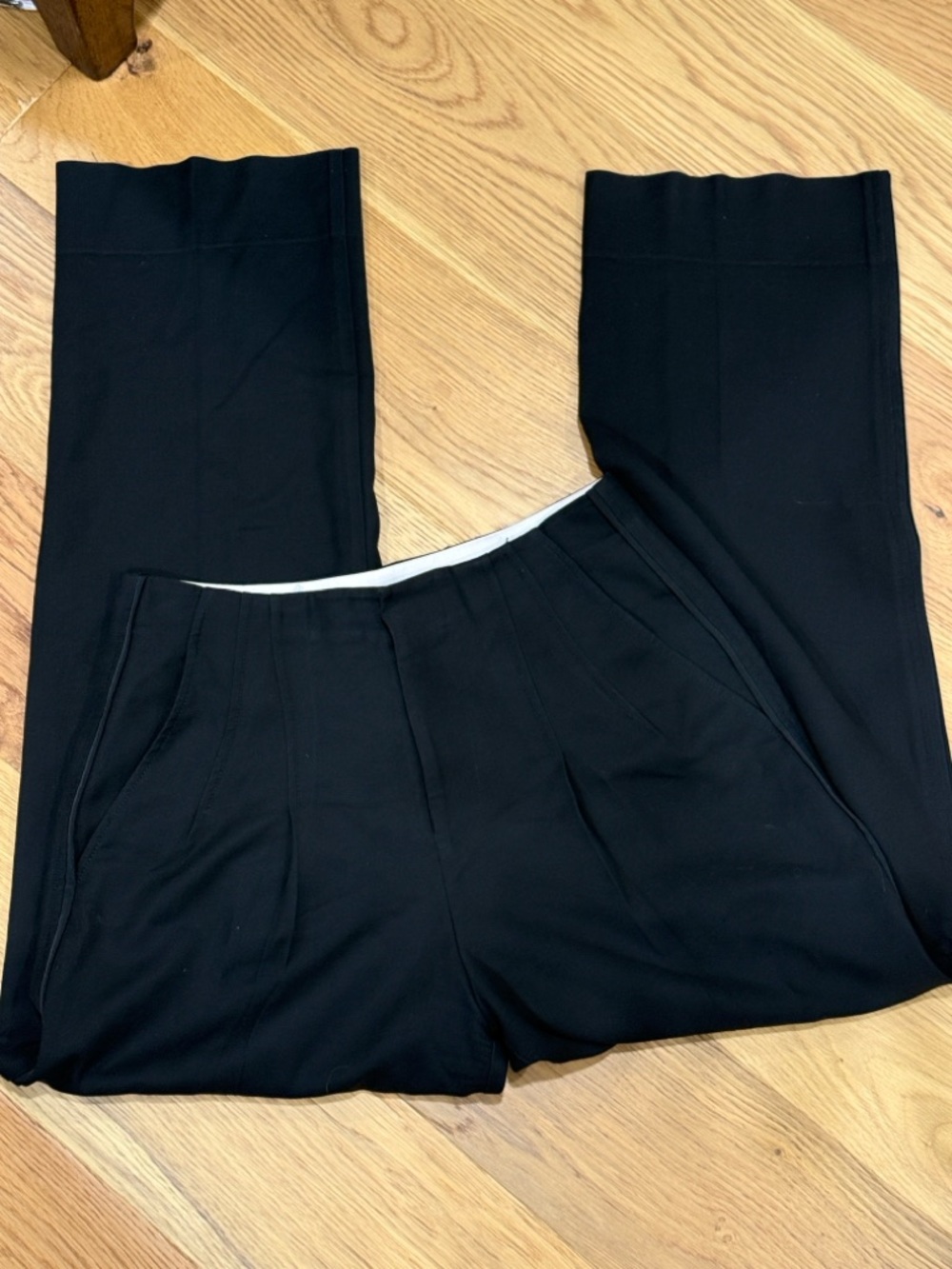*bassike Tailored Pleated Black Trouser Pants Straight Wide Leg Womens 2
